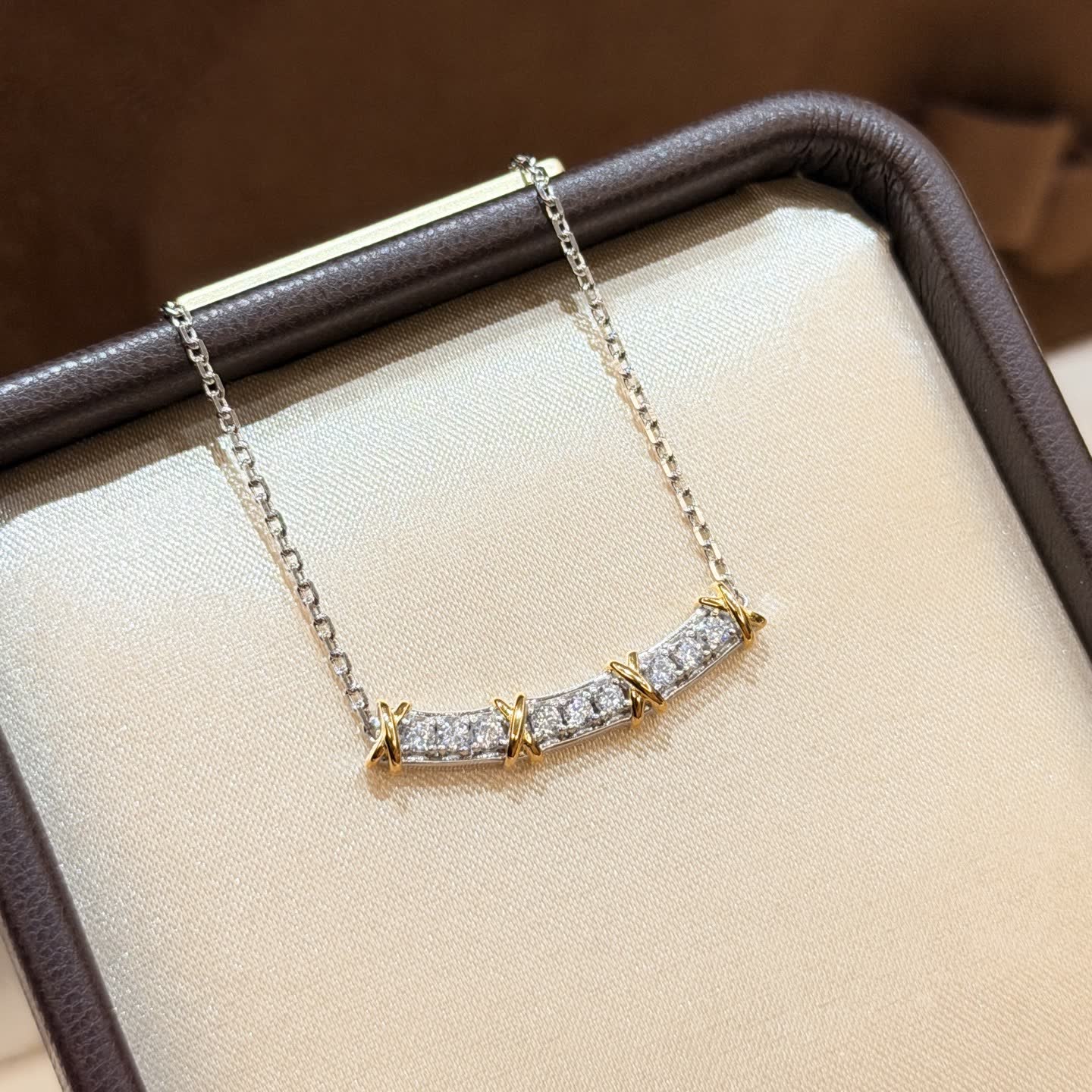 Tiffany & Co 925 Sterling Silver and Gold Plated Diamond Necklace
